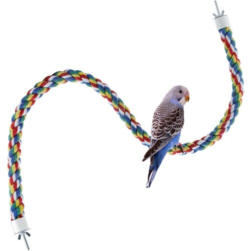 Perchoir Perroquet Corde Perruche Escalade Ficelle Oiseaux Cage Jouet Accessoire Pour Calopsitte/Inséparables (80cm)