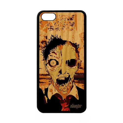 Coque Silicone Pour Iphone 5c En Bois Zombie Mort Vivant Marron Revenant A Apple Iphone 5c