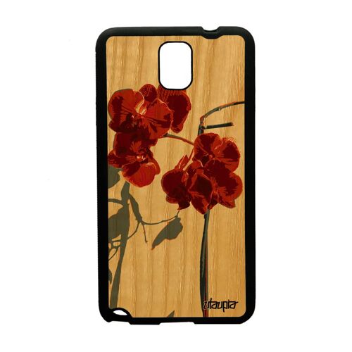 Coque Silicone Galaxy Note 3 En Bois Orchidée Fleur Tropical Noir Rouge Samsung Galaxy Note 3