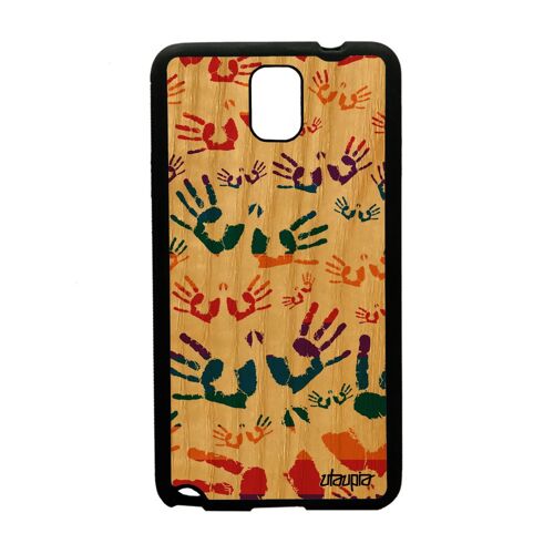 Coque Silicone Pour Galaxy Note 3 En Bois Empreinte Main Telephone Rasta Samsung Galaxy Note 3