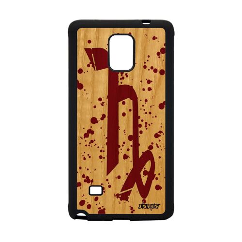 Coque en bois Samsung Galaxy Note 4 silicone Signe du zodiaque capricorne Rouge