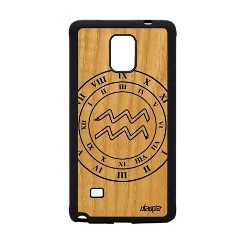 Coque Note 4 En Bois Et Silicone Signe Astrologique Verseau Étui Samsung Galaxy Note 4