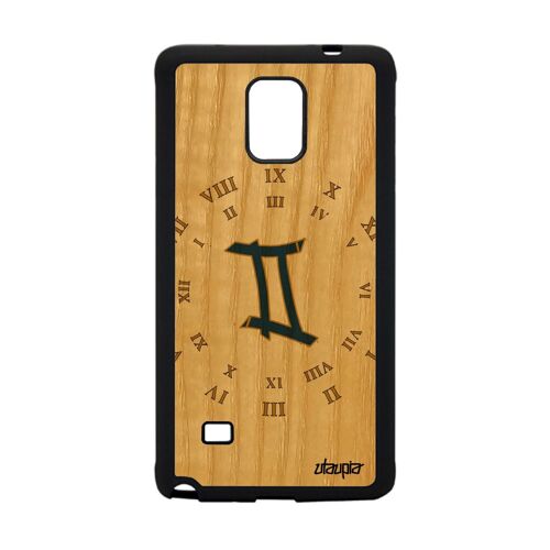 Coque Note 4 En Bois Silicone Signe Gemeaux Du Zodiaque Portable Samsung Galaxy Note 4