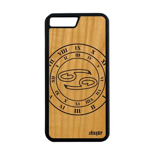 Coque Silicone Iphone 7 Plus En Bois Et Signe Astrologique Cancer Horloge Iphone 7 Plus