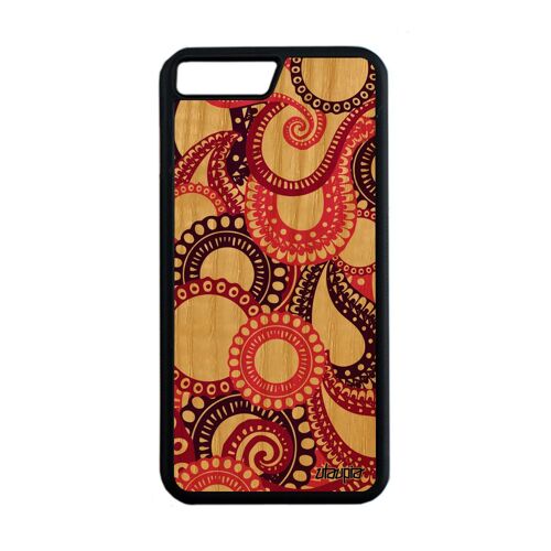 Coque Iphone 7 Plus En Bois Et Silicone Motif Cachemire Multicolore Indien