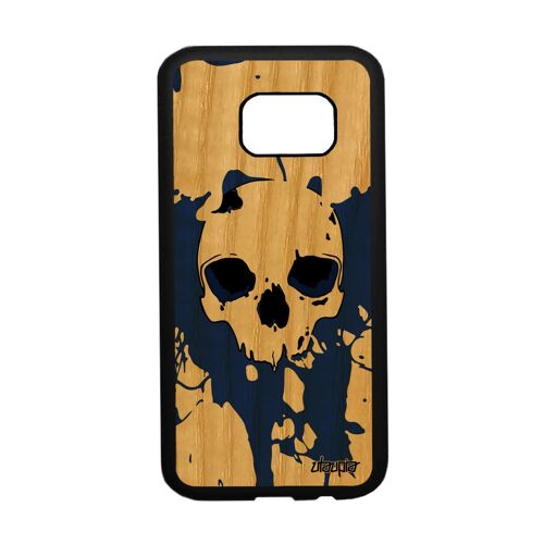Coque Samsung S7 en bois silicone tete de mort graffitti squelette noir a Samsung Galaxy S7