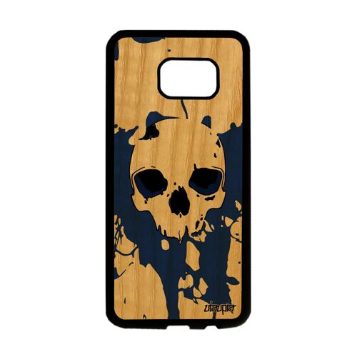 Coque Samsung S7 Edge En Bois Et Silicone Tete De Mort 4g Pirate Portable Samsung Galaxy S7 Edge