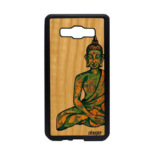 Coque en bois silicone Samsung A5 bouddha Vert yoga antichoc femme tibet Samsung Galaxy A5