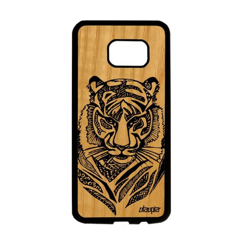 Coque Pour S7 Edge En Bois Silicone Tigre Fauve Telephone Swag De Samsung Galaxy S7 Edge
