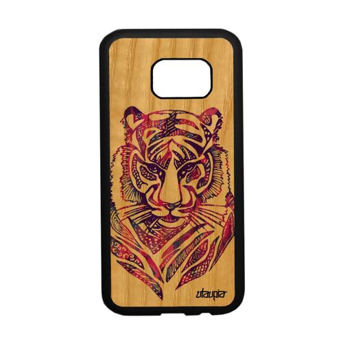 Coque En Bois Pour Samsung S7 Silicone Tigre Dessin Tasmanie Pastel Cover Samsung Galaxy S7