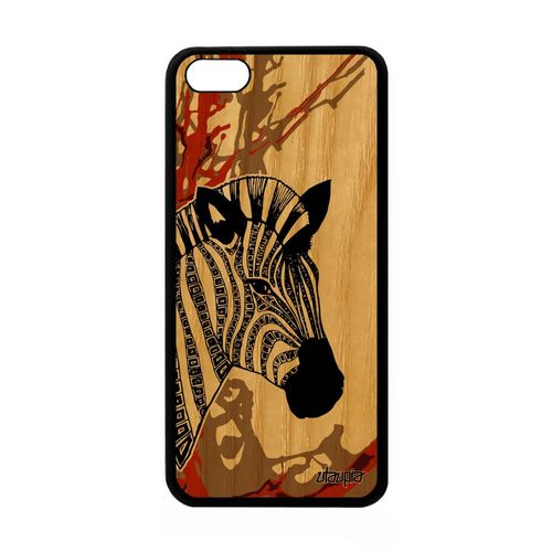 Coque En Bois Silicone Pour Iphone 5c Zebre Femme Ethnique 4g Marron Art A Apple Iphone 5c
