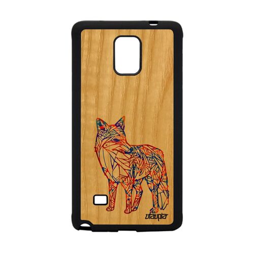 Coque en bois pour Samsung Galaxy Note 4 silicone renard multicolore Bleu tattoo