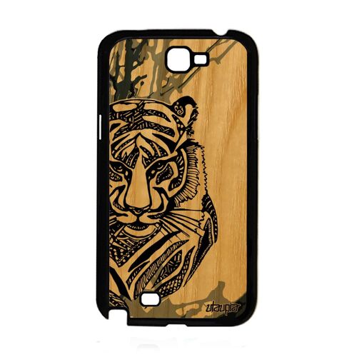 Coque Samsung Note 2 En Bois Silicone Tigre Housse Graphique Animaux Gris Samsung Galaxy Note 2
