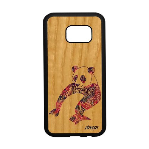 Coque en bois silicone Galaxy S7 panda tribal Violet fille rigide case a Samsung Galaxy S7