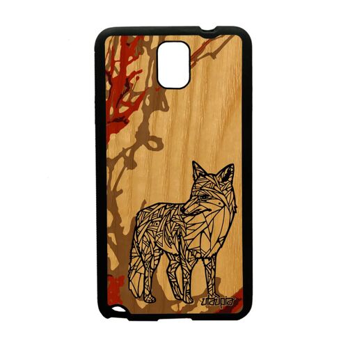 Coque en bois silicone Note 3 renard Marron portable original 4G Samsung Galaxy Note 3
