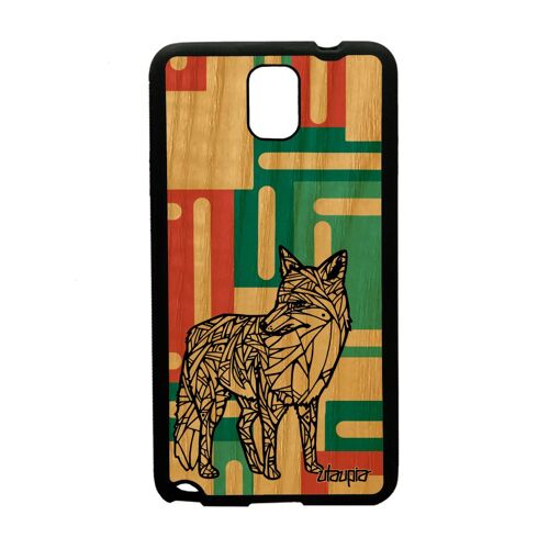 Coque En Bois Pour Galaxy Note 3 Silicone Renard Noir Design Animaux De Samsung Galaxy Note 3