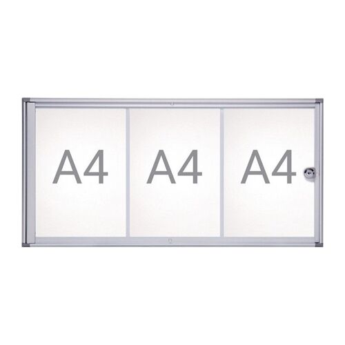Vitrine 3xA4 L710xH351mm coins biseautés pour intérieur MAUL