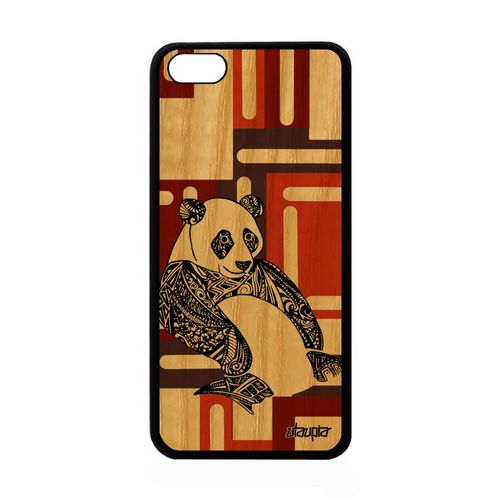 Coque En Bois Veritable Silicone Iphone 5c Panda Cube Marron Tpu Motif De Apple Iphone 5c