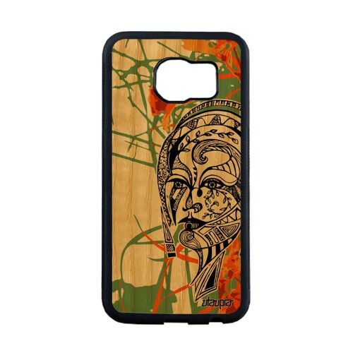 Coque Pour Galaxy S6 Edge En Bois Silicone Femme Fille Tribal Orange De Samsung Galaxy S6 Edge