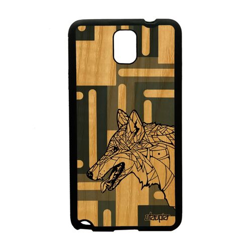 Coque Silicone Pour Note 3 En Bois Loup Azteque Femme Frêne Chien Samsung Galaxy Note 3
