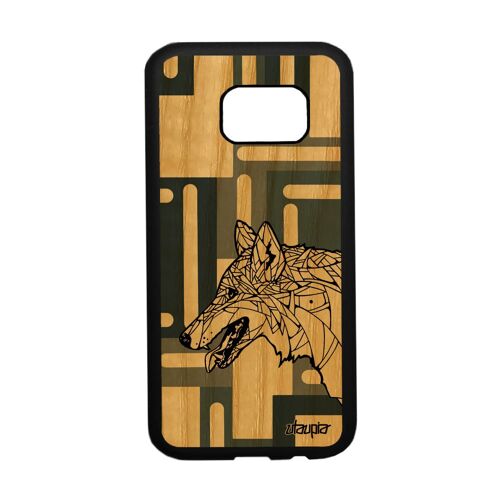 Coque silicone pour S7 en bois loup femme Gris animal graphique a Samsung Galaxy S7