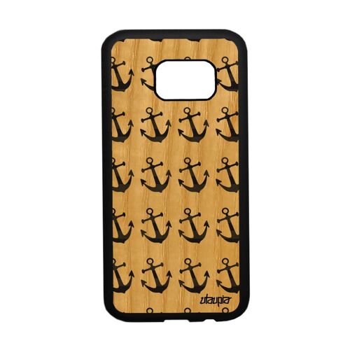 Coque En Bois Silicone Pour Galaxy S7 Ancre Personnalise Femme Marine De Samsung Galaxy S7