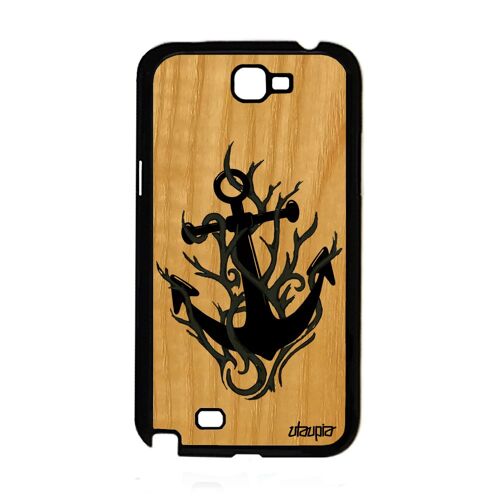Coque Samsung Note 2 En Bois Silicone Ancre Vintage Colore De Protection Samsung Galaxy Note 2