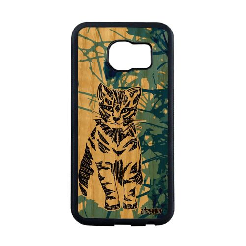 Coque Silicone Pour S6 Edge En Bois Chat Cadeau Fete Des Meres De Samsung Galaxy S6 Edge