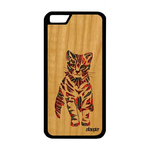 Coque Iphone 6 6s En Bois Et Silicone Chat Tribal Tigre Colore Cadeau Iphone 6 Iphone 6s