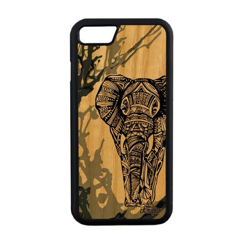 Coque En Bois Silicone Iphone 7 Elephant Tatouage Ethnique Dessin Animaux Iphone 7
