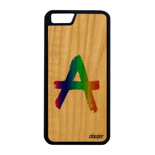 Coque Apple Iphone 6 6s Plus En Bois Silicone Anarchie Graffiti Mur Rigide