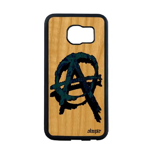 Coque Silicone S6 Edge En Bois Anarchie Punk Revolution Tague 4g Samsung Galaxy S6 Edge