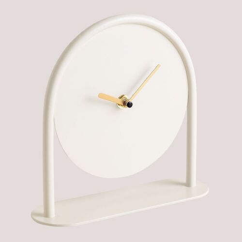 Horloge de Table en Métal Anuket Blanc Gardenia