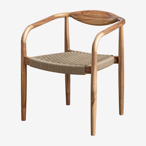 Lot De 2 Chaises De Salle À Manger En Acacia Et Corde Tressée Mallory Brun Blé