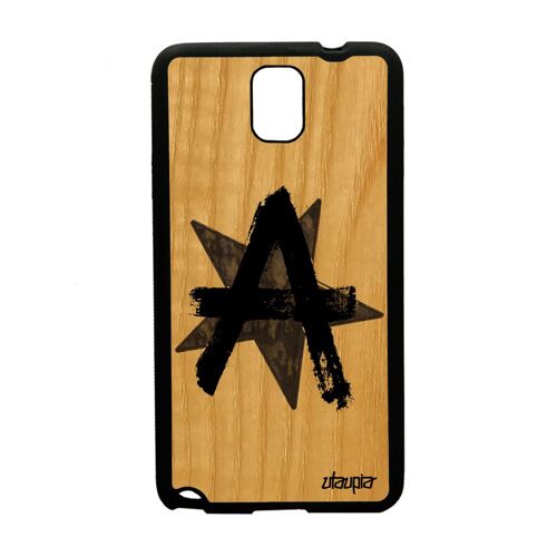 Coque Pour Galaxy Note 3 En Bois Silicone Anarchie Housse Symbole Homme Samsung Galaxy Note 3
