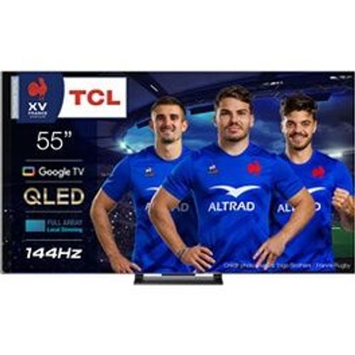TV QLED TCL 55C749 139 cm 4K UHD Google TV 2023 Aluminium brossé
