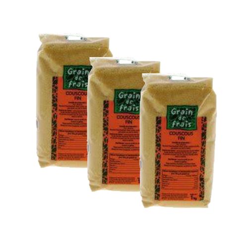 Lot 3x Couscous Fin - Grain De Frais - Paquet 1kg