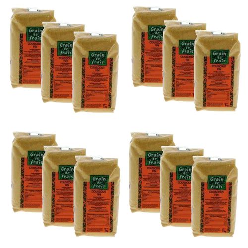 Lot 12x Couscous Fin - Grain De Frais - Paquet 1kg