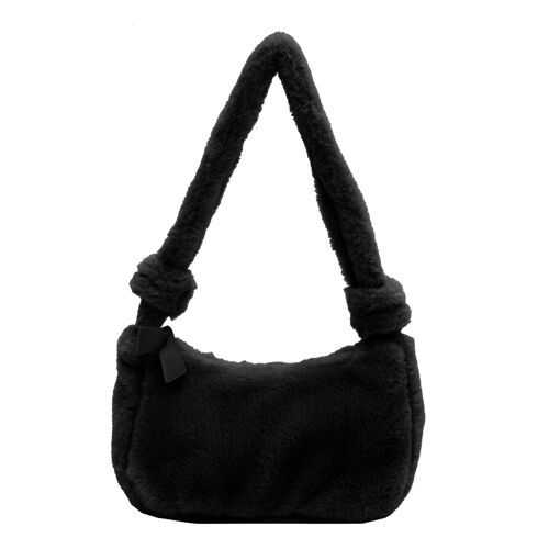 Shoulder Bags For Women Girl Plush Solid Color Underarm Bag Autumn And Winter