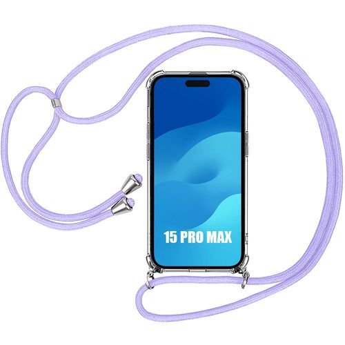 Coque Bandoulière Pour Iphone 15 Pro Max - Anti-Rayures Souple Protection Silicone + Bandoulière Violet - E.F.Connection