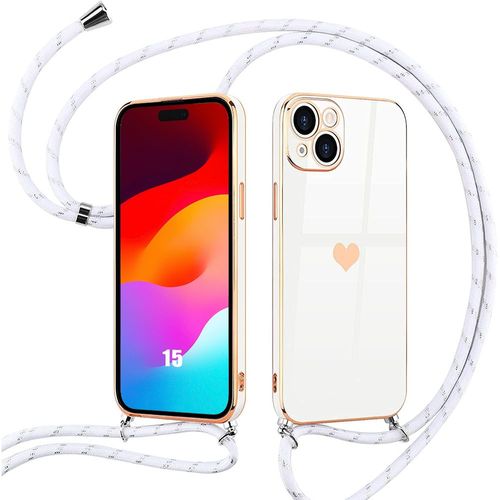 Coque Collier Cordon Pour Iphone 15 Blanc Luxe Anti-Rayure Ultra Slim Antichoc - E.F.Connection