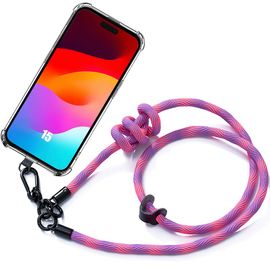 Coque Lanière Pour Iphone 15, Protection Coins Renforcés Anti-Rayures Avec Lanière Rose - E.F.Connection