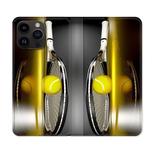 Housse Cuir Portefeuille Pour Iphone 15 Pro Plus (6,7) Sport Tennis Reflet