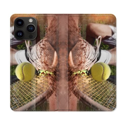 Housse Cuir Portefeuille Pour Iphone 15 Pro (6,1) Sport Tennis Glissade
