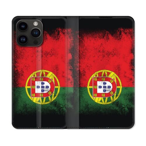 Housse Cuir Portefeuille Pour Iphone 15 Pro (6,1) Voyage Portugal Drapeau