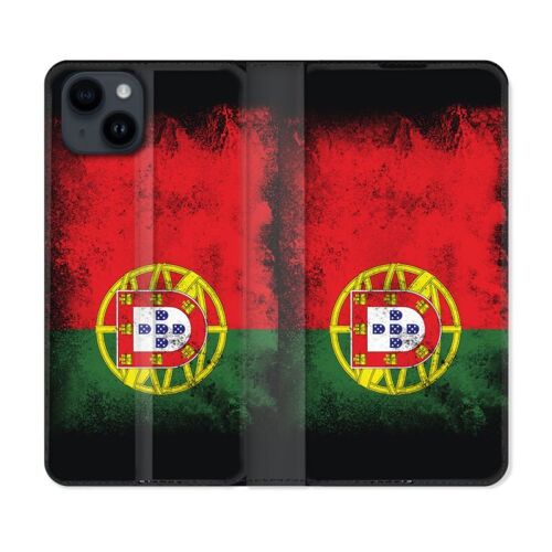 Housse Cuir Portefeuille Pour Iphone 15 (6,1) Voyage Portugal Drapeau