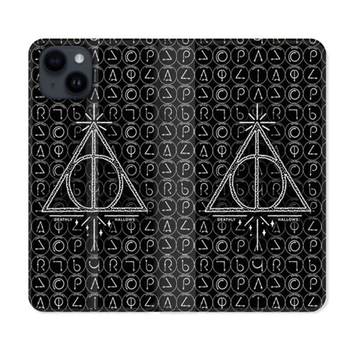 Housse Cuir Portefeuille Pour Iphone 15 (6,1) Harry Potter Hollows Triangle Noir