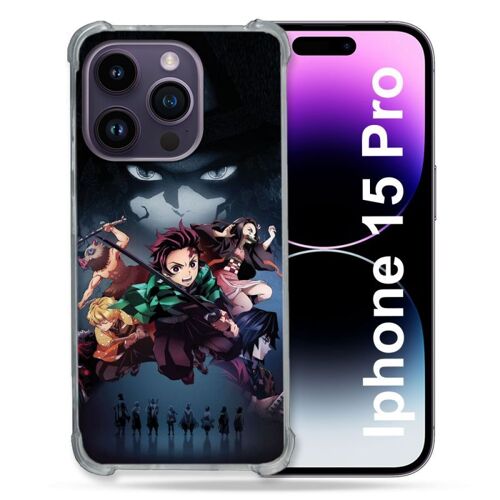 Coque Compatible Magsafe Pour Iphone 15 Pro (6.1) Manga Demon Slayer Noir