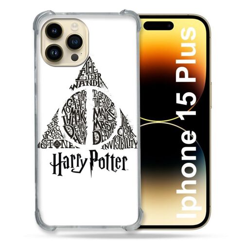 Coque Renforcée Pour Iphone 15 Plus (6.7) Harry Potter Hollows Triangle Blanc