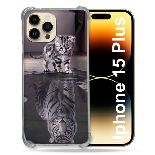 Coque Renforcée Pour Iphone 15 Plus (6.7) Animal Chat Reflet